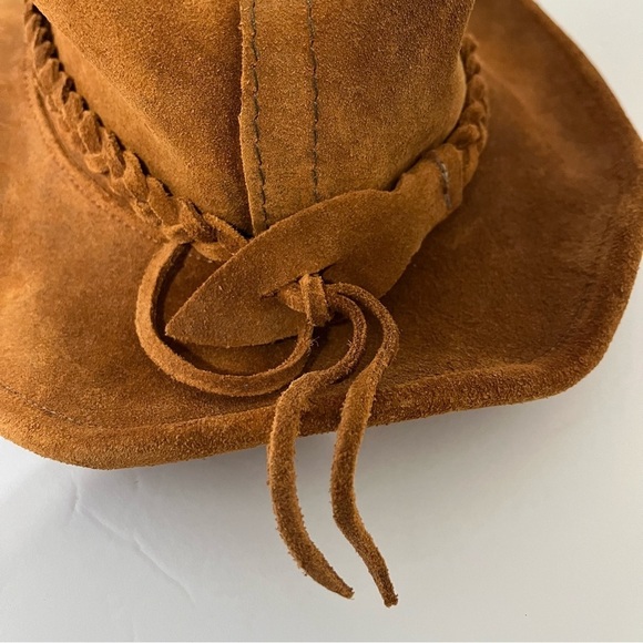 Western Cowboy Brown Leather Braided Hat Made In The USA main image 5